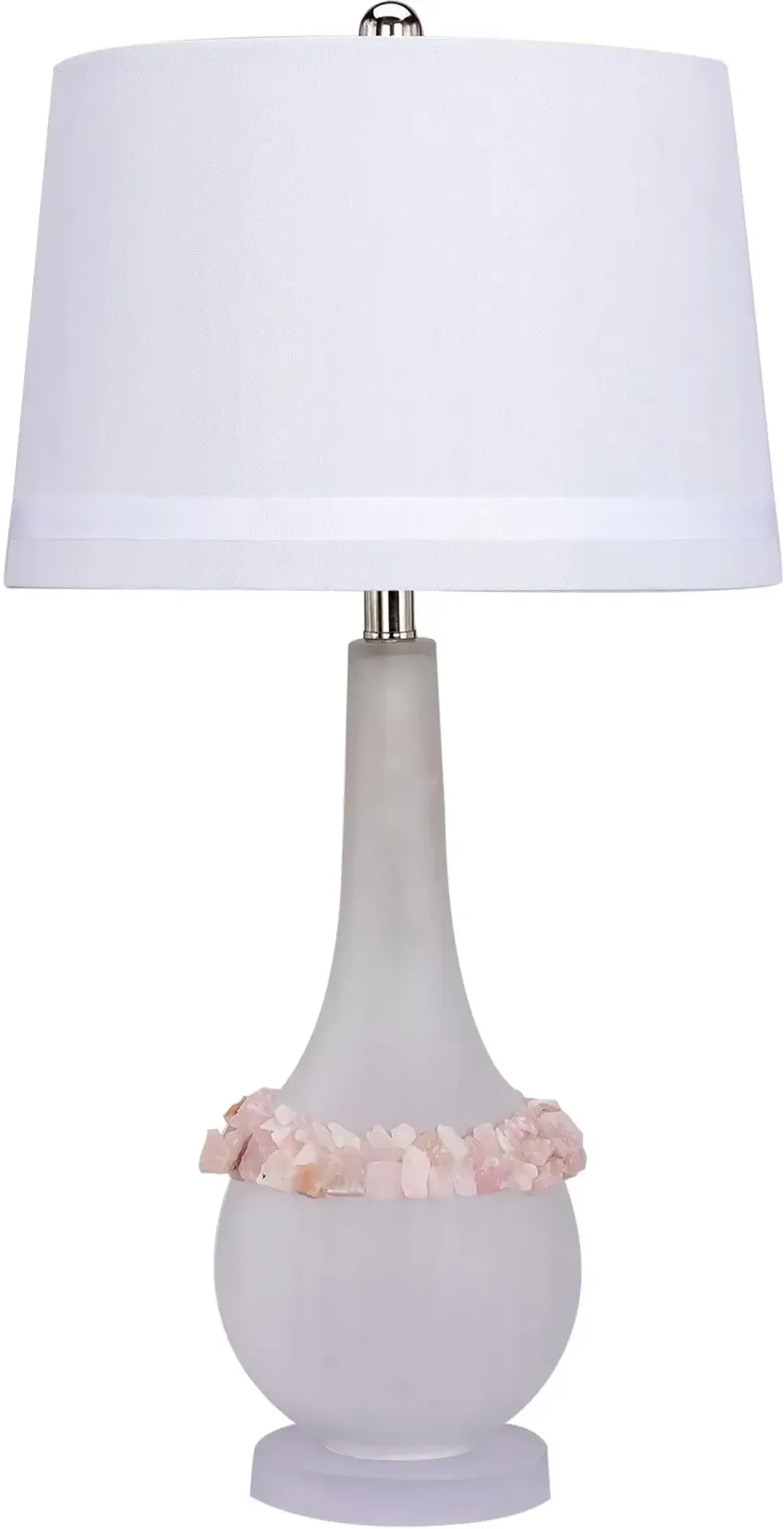 Glass and Pink Stone 3-Way Lamp