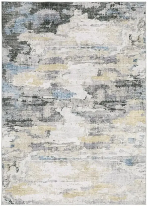 Malibu 8 x 10 Gray Abstract Washable Area Rug