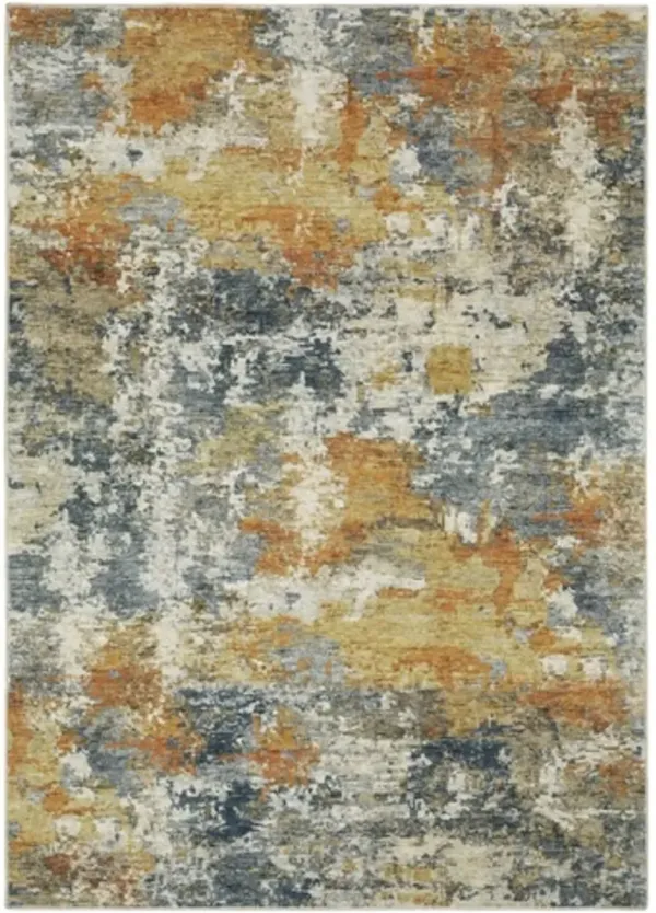 Malibu 8 x 10 Blue and Gold Washable Area Rug