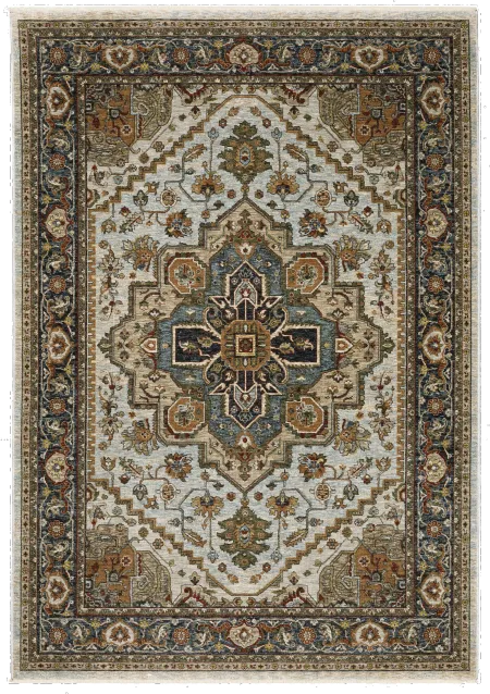 Aberdeen 8 x 11 Ivory and Blue Area Rug