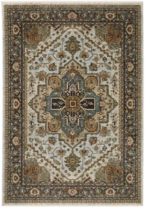 Aberdeen 8 x 11 Ivory and Blue Area Rug