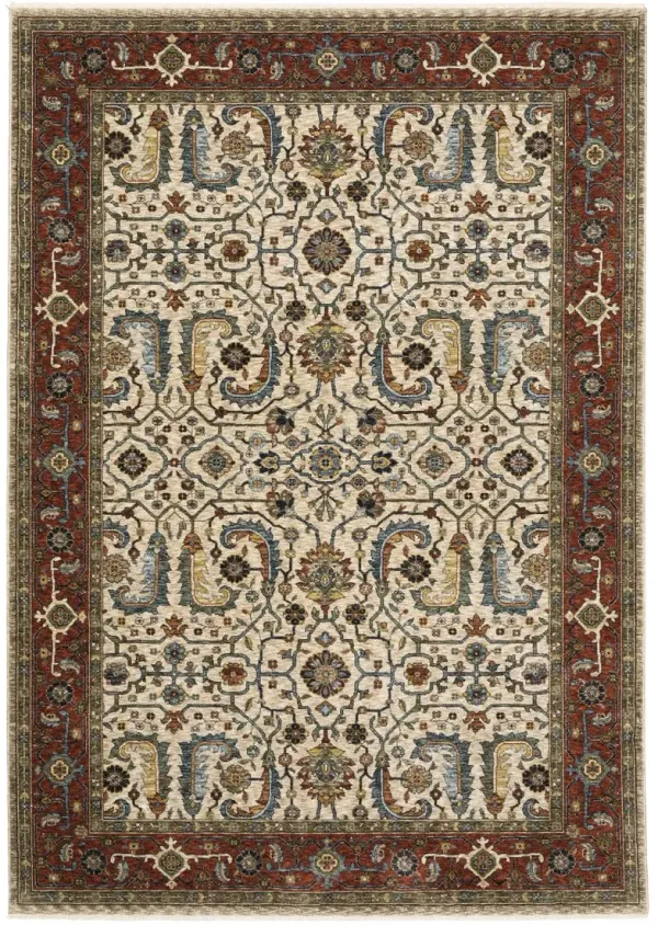 Aberdeen 5 x 8 Red and Ivory Area Rug