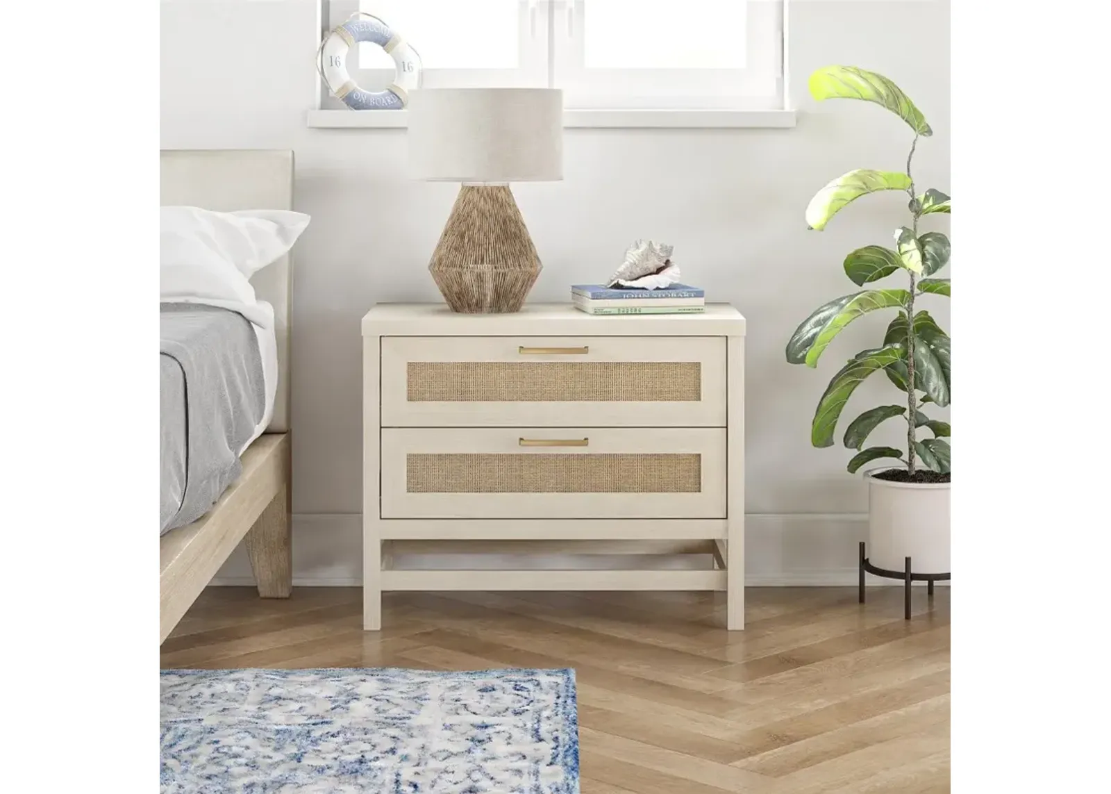 Lennon Ivory Oak Two Drawer Nightstand