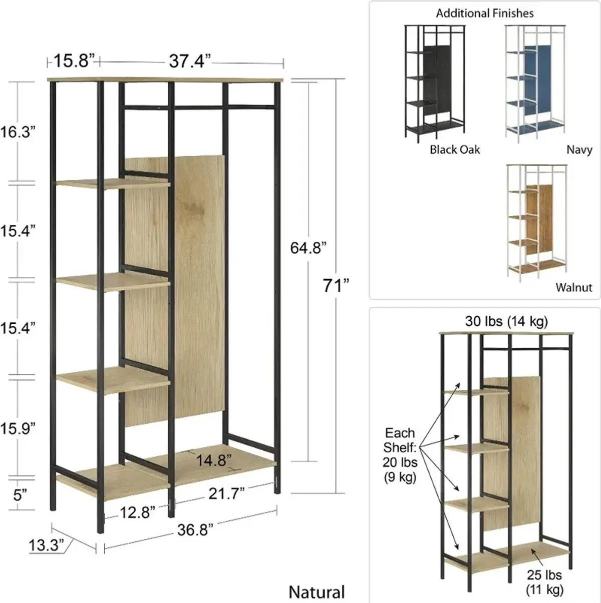 Modine Navy Open Wardrobe