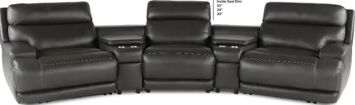 Brooks Charcoal 5-Piece Power Reclining Home Theater Seating