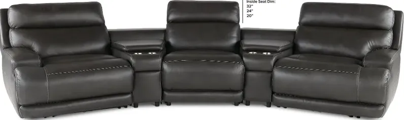 Brooks Charcoal 5-Piece Power Reclining Home Theater Seating