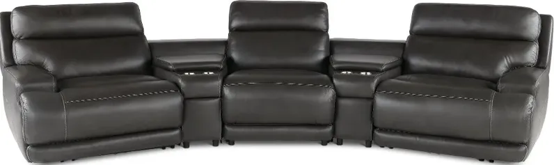 Brooks Charcoal 5-Piece Power Reclining Home Theater Seating