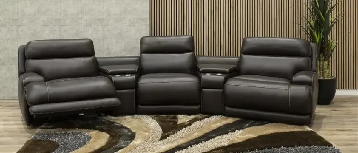 Brooks Chestnut 5-Piece Power Reclining Home Theater Seating