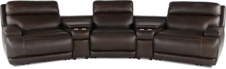 Brooks Chestnut 5-Piece Power Reclining Home Theater Seating