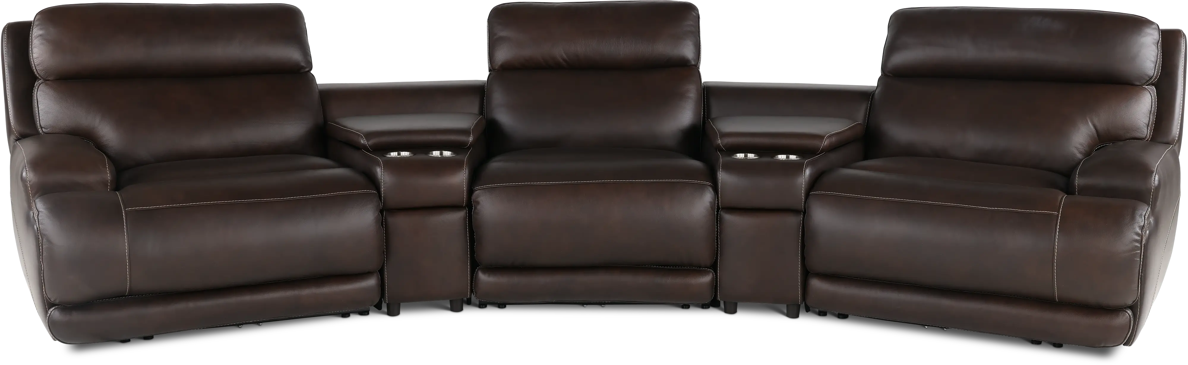 Brooks Chestnut 5-Piece Power Reclining Home Theater Seating