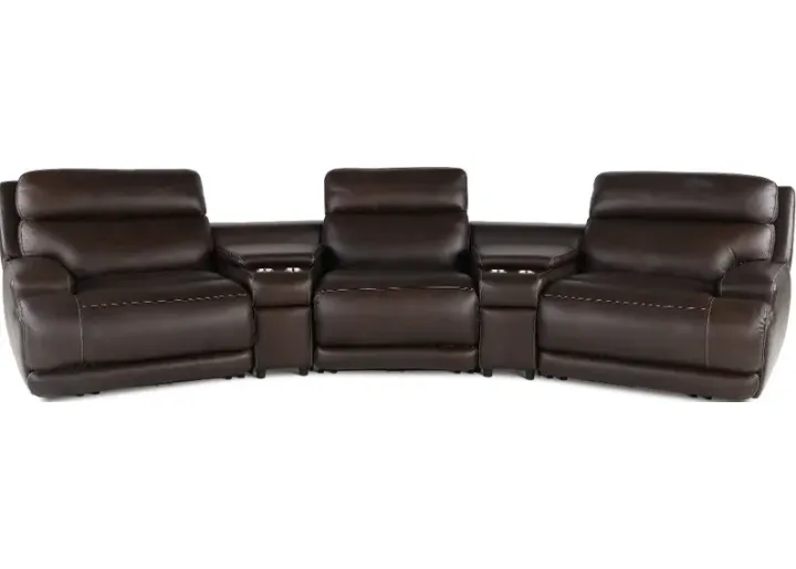Brooks Chestnut 5 Piece Power Reclining Home Theater Seating by RC Willey Furniture