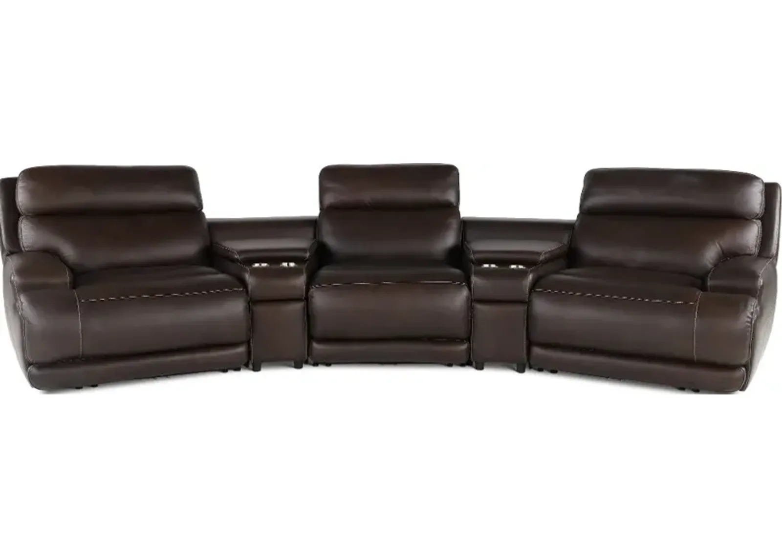 Brooks Chestnut 5-Piece Power Reclining Home Theater Seating