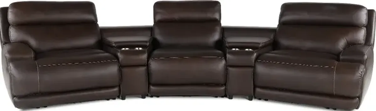 Brooks Chestnut 5-Piece Power Reclining Home Theater Seating