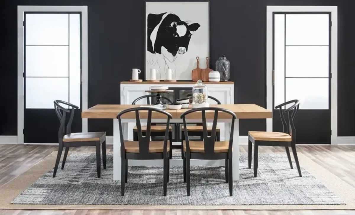 Franklin White, Oak, and Black 5 Piece Dining Set