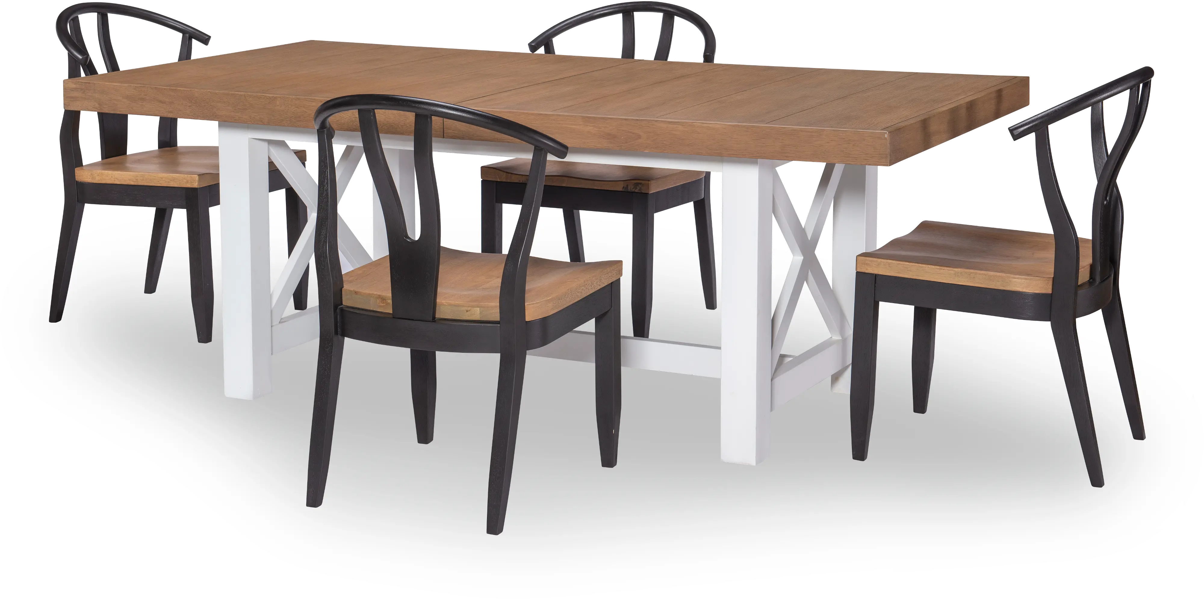 Franklin White, Oak, and Black 5 Piece Dining Set