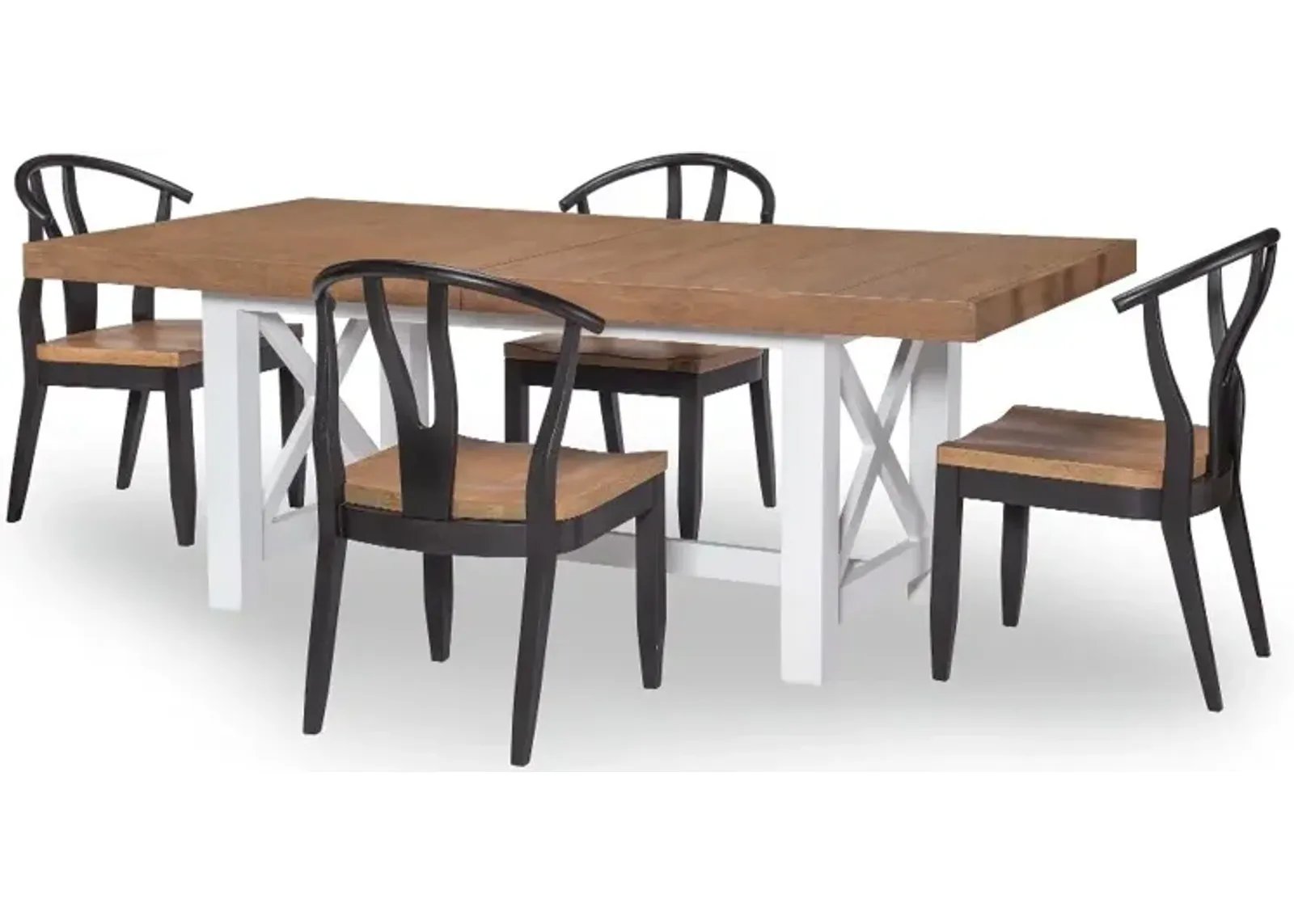 Franklin White, Oak, and Black 5 Piece Dining Set