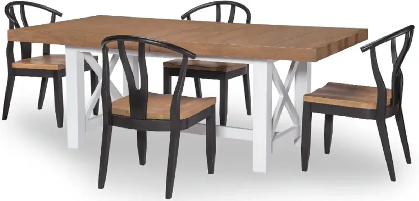 Franklin White, Oak, and Black 5 Piece Dining Set