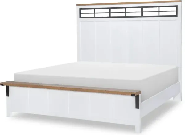 Franklin Oak and White Queen Bed