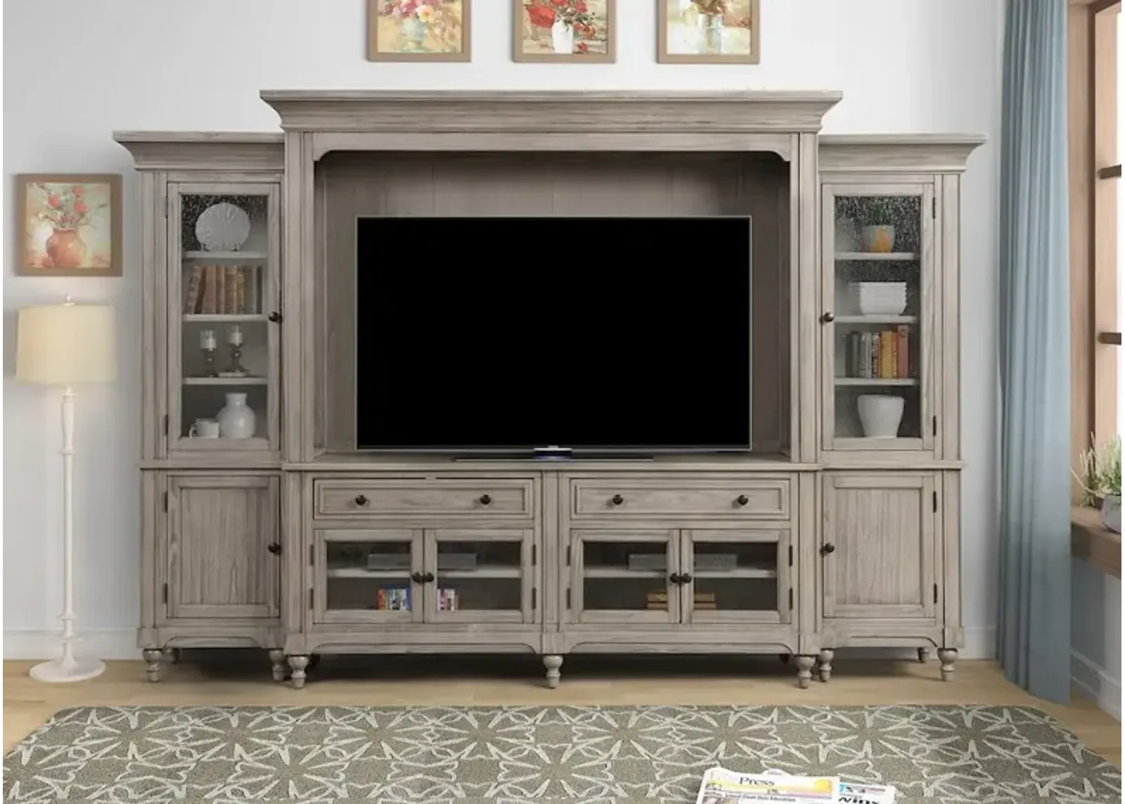 Warner Park Beige Entertainment Wall