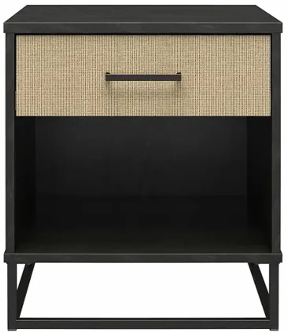 Kelly Transitional Rattan and Black Oak Nightstand