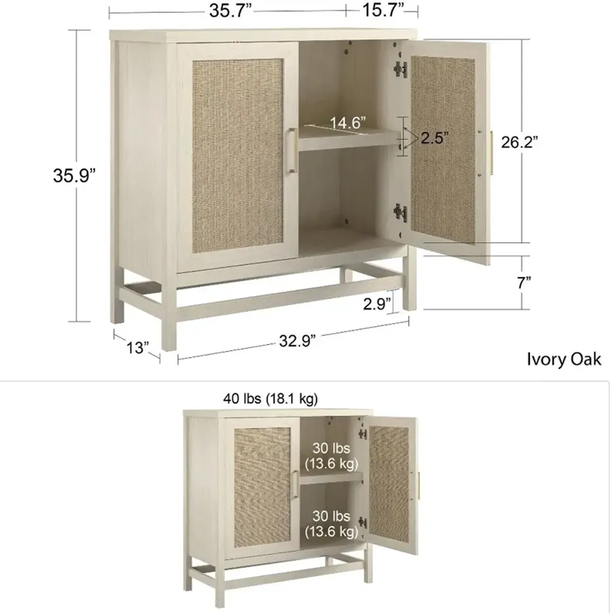 Lennon Ivory Oak Two Door Storage Cabinet