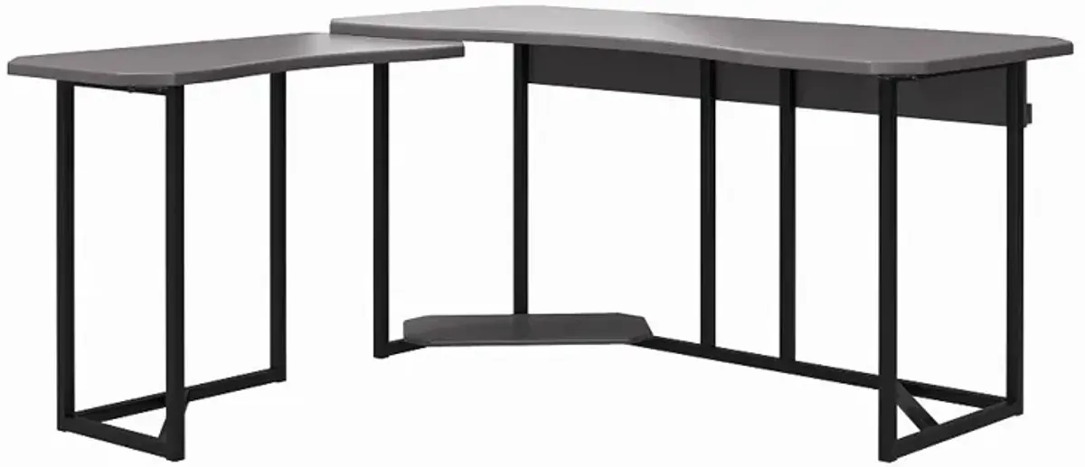 Quest Gray Gaming L-Desk with CPU Stand