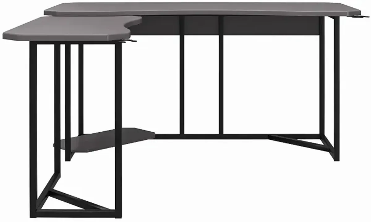 Quest Gray Gaming L-Desk with CPU Stand