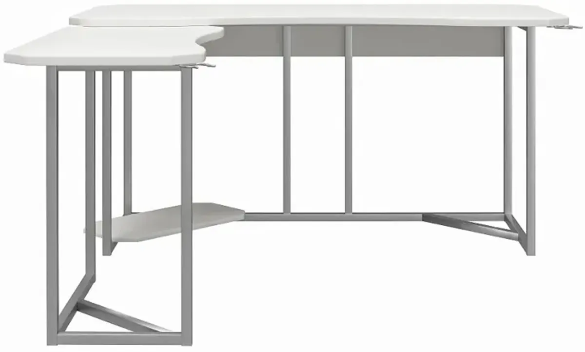 Quest White Gaming L-Desk with CPU Stand