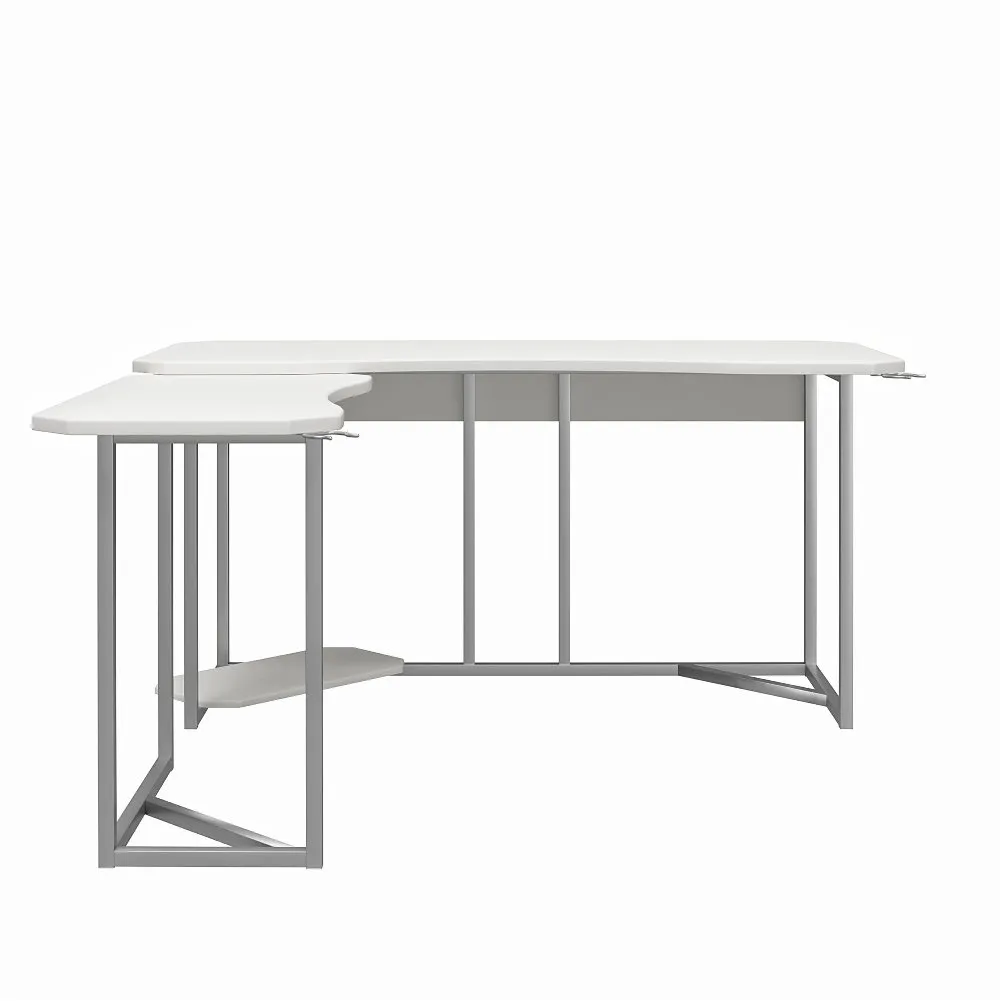 Quest White Gaming L-Desk with CPU Stand