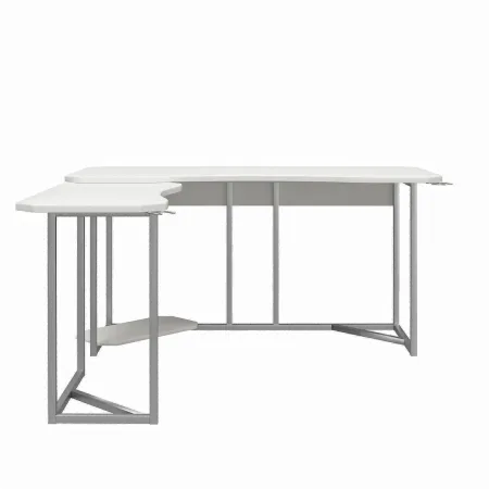Quest White Gaming L-Desk with CPU Stand