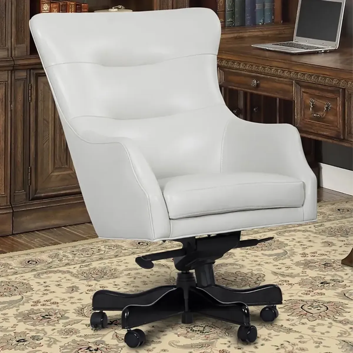 Porter Alabaster White Leather Desk Chair