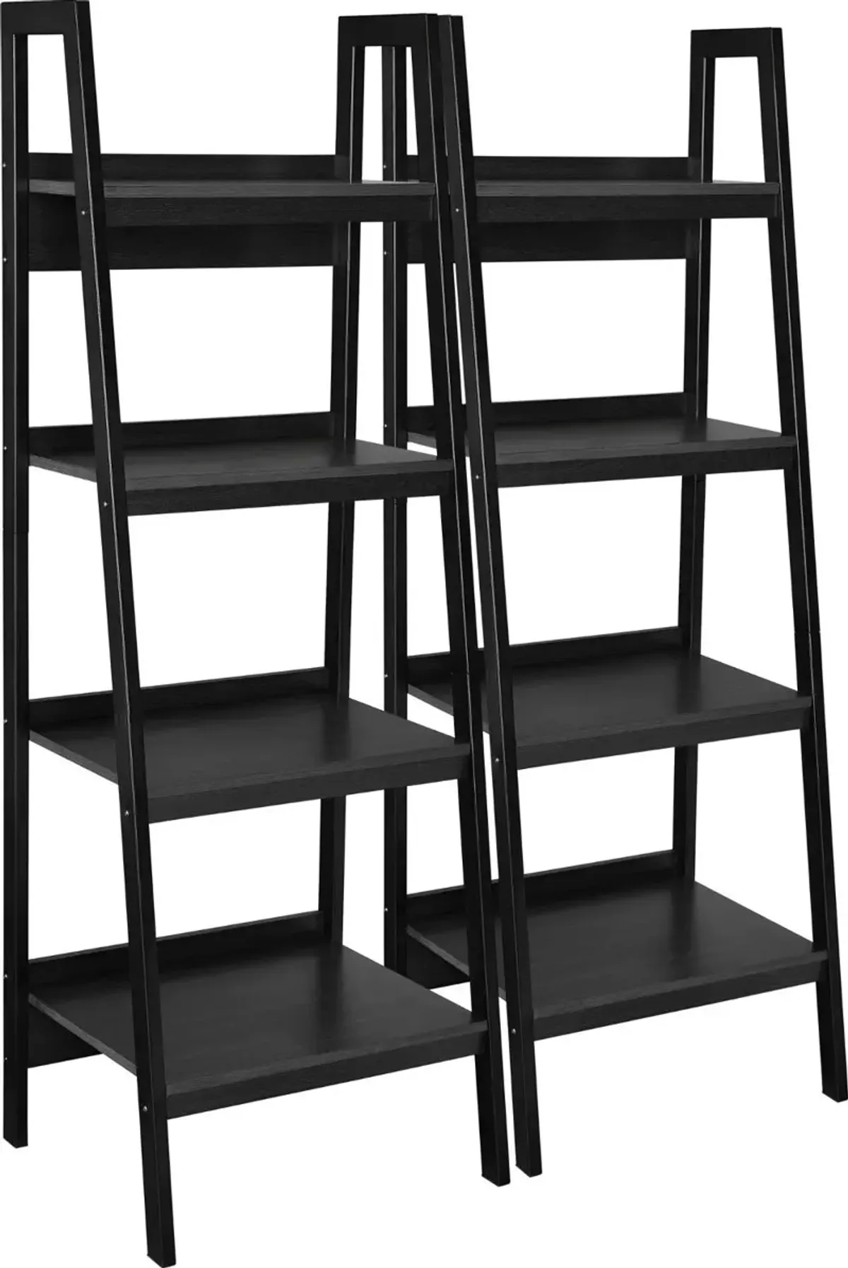 Lawrence Black 4-Shelf Ladder Bookcases, Set of 2