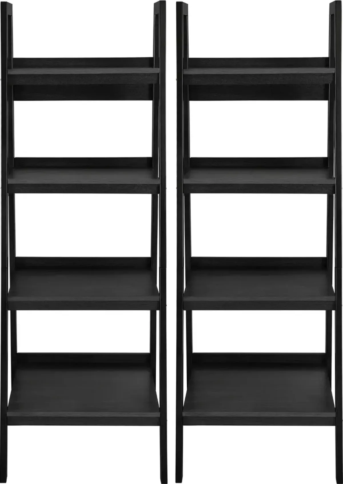 Lawrence Black 4-Shelf Ladder Bookcases, Set of 2