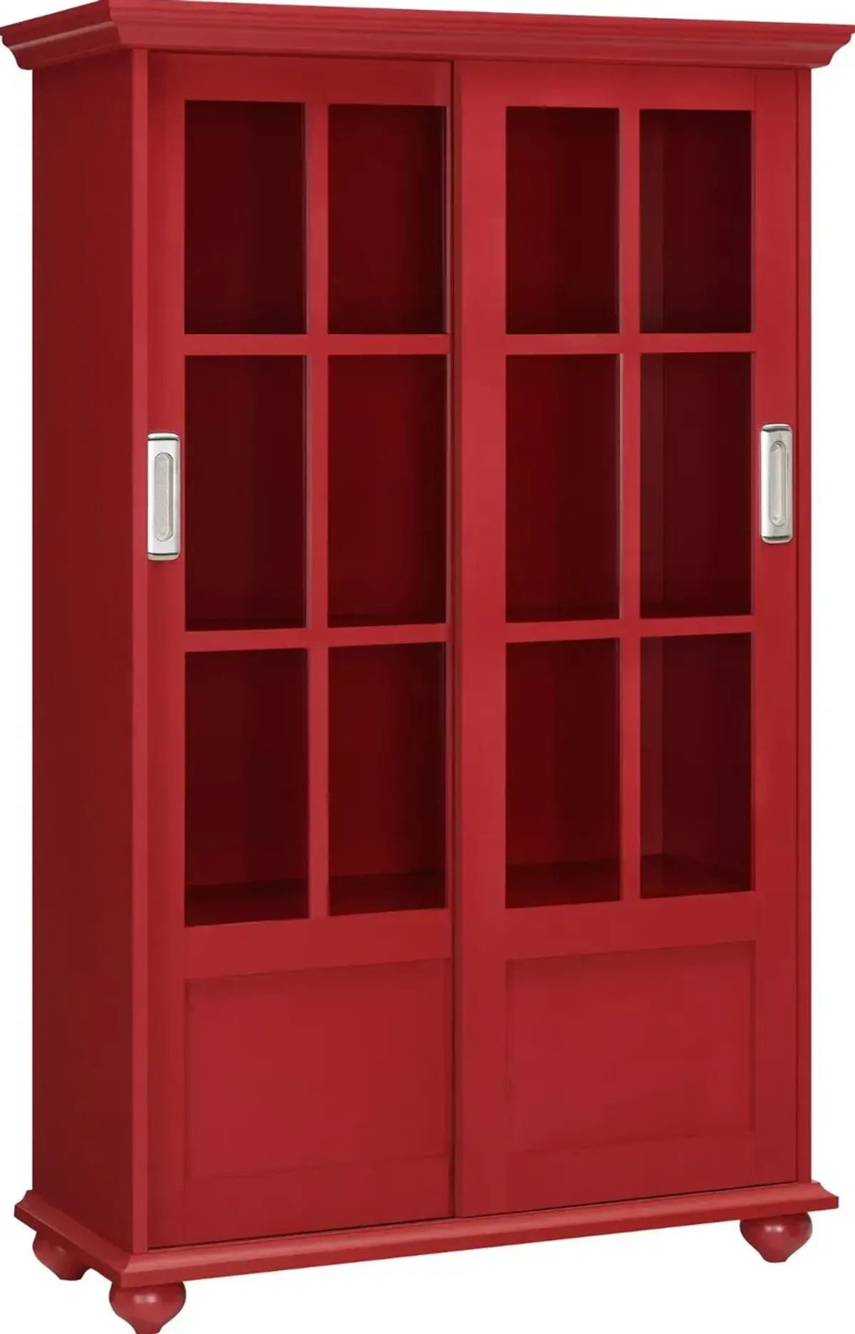 Aaron Lane Red Bookcase with Sliding Glass Doors