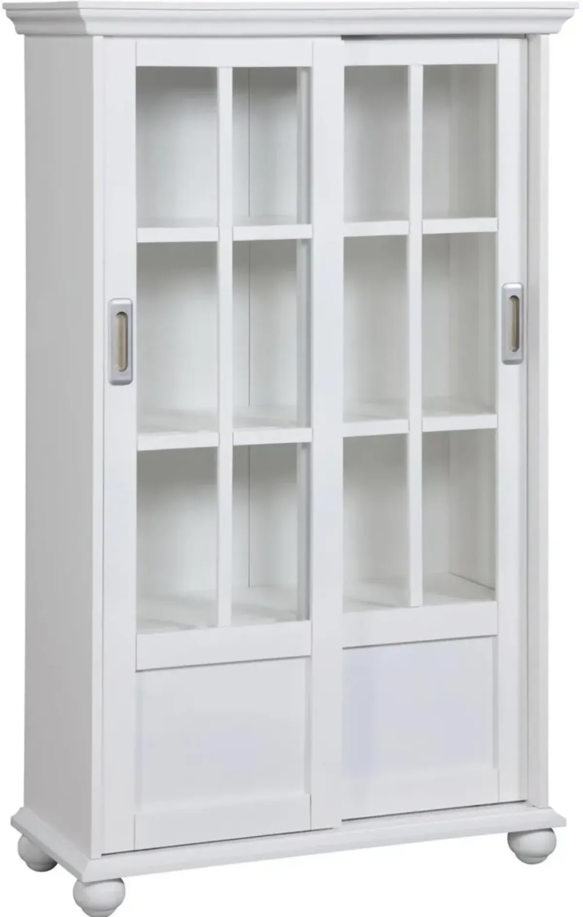 Aaron Lane White Bookcase with Sliding Glass Doors