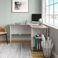Dakota Traditional White L-Desk with Bookshelves