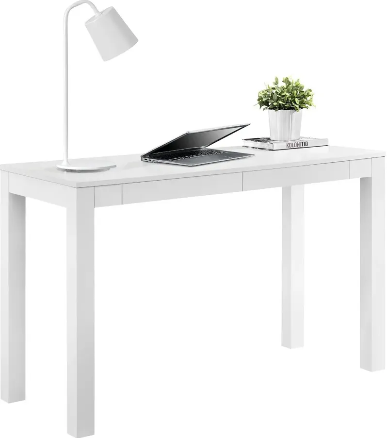 Parsons Large White Computer Desk with Two Drawers