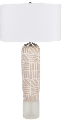 Cream and Crystal Brick Table Lamp