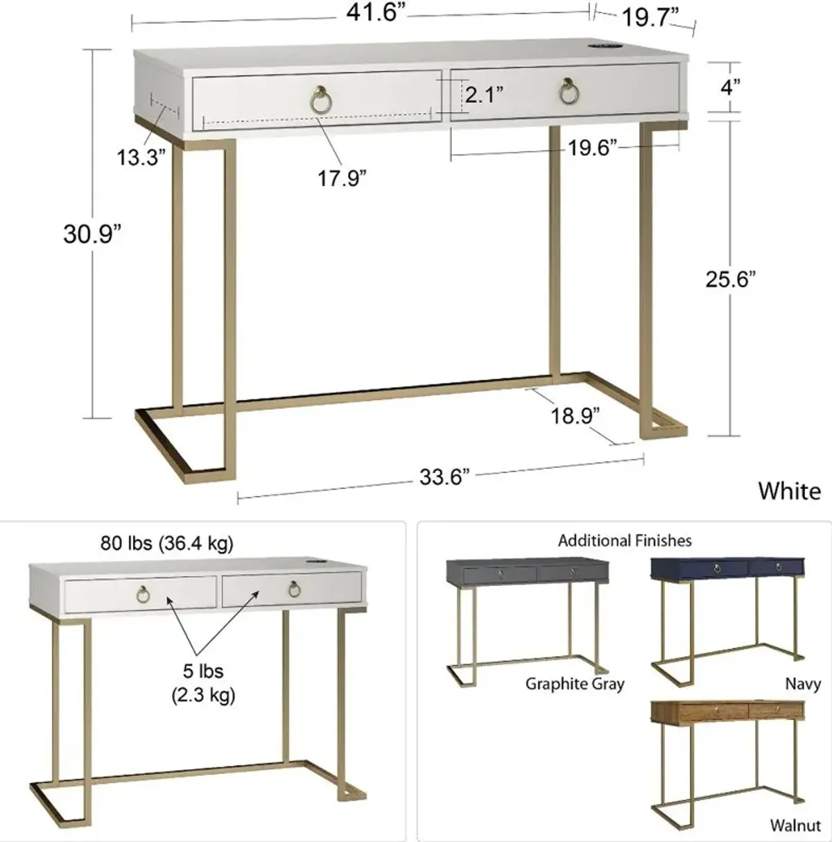 Serenity Contemporary Graphite Gray Computer Desk