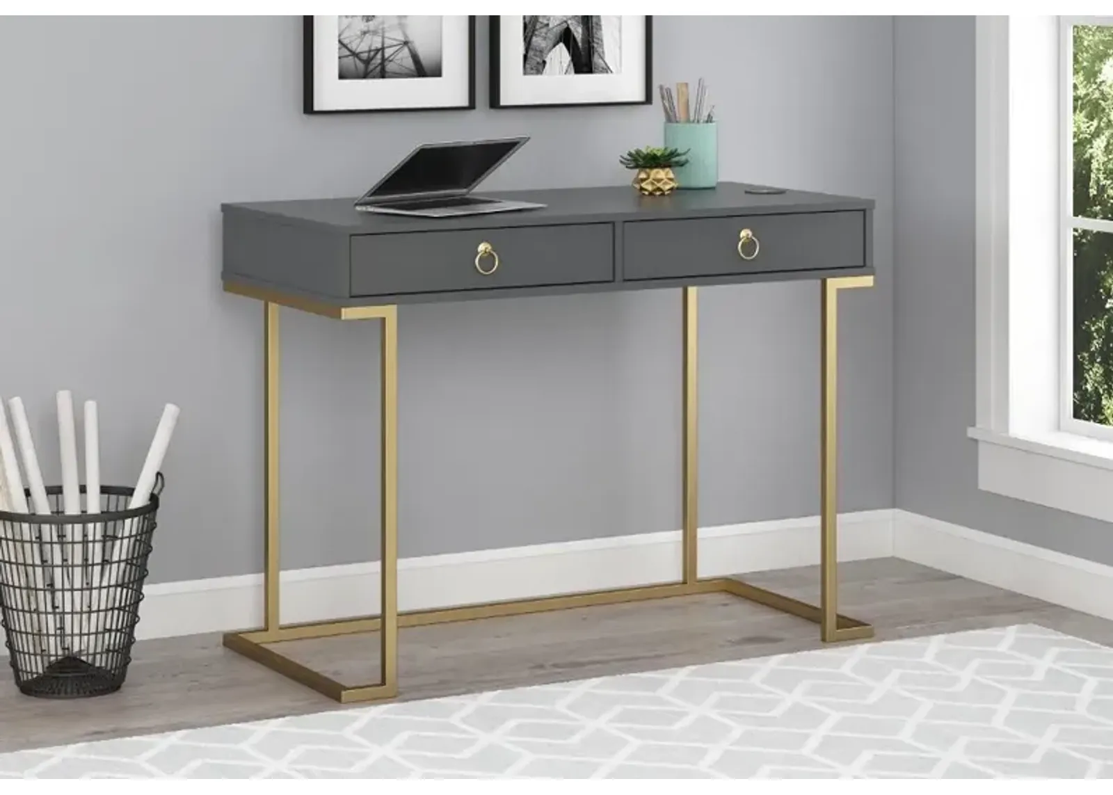 Serenity Contemporary Graphite Gray Computer Desk