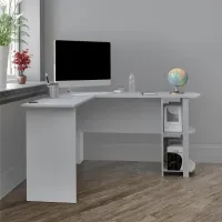 Dakota Traditional Dove Gray L-Desk with Bookshelves