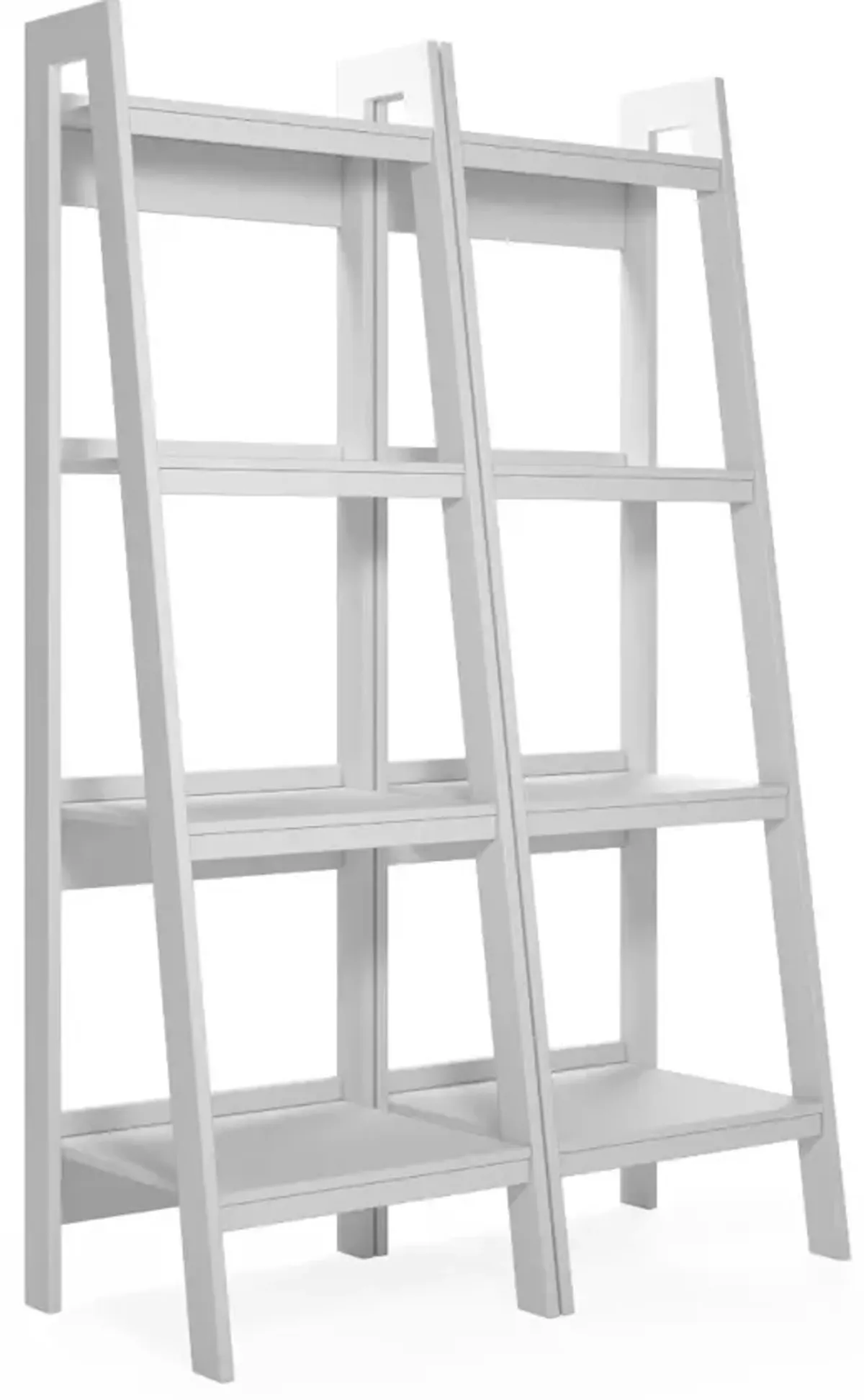 Lawrence White 4-Shelf Ladder Bookcases, Set of 2