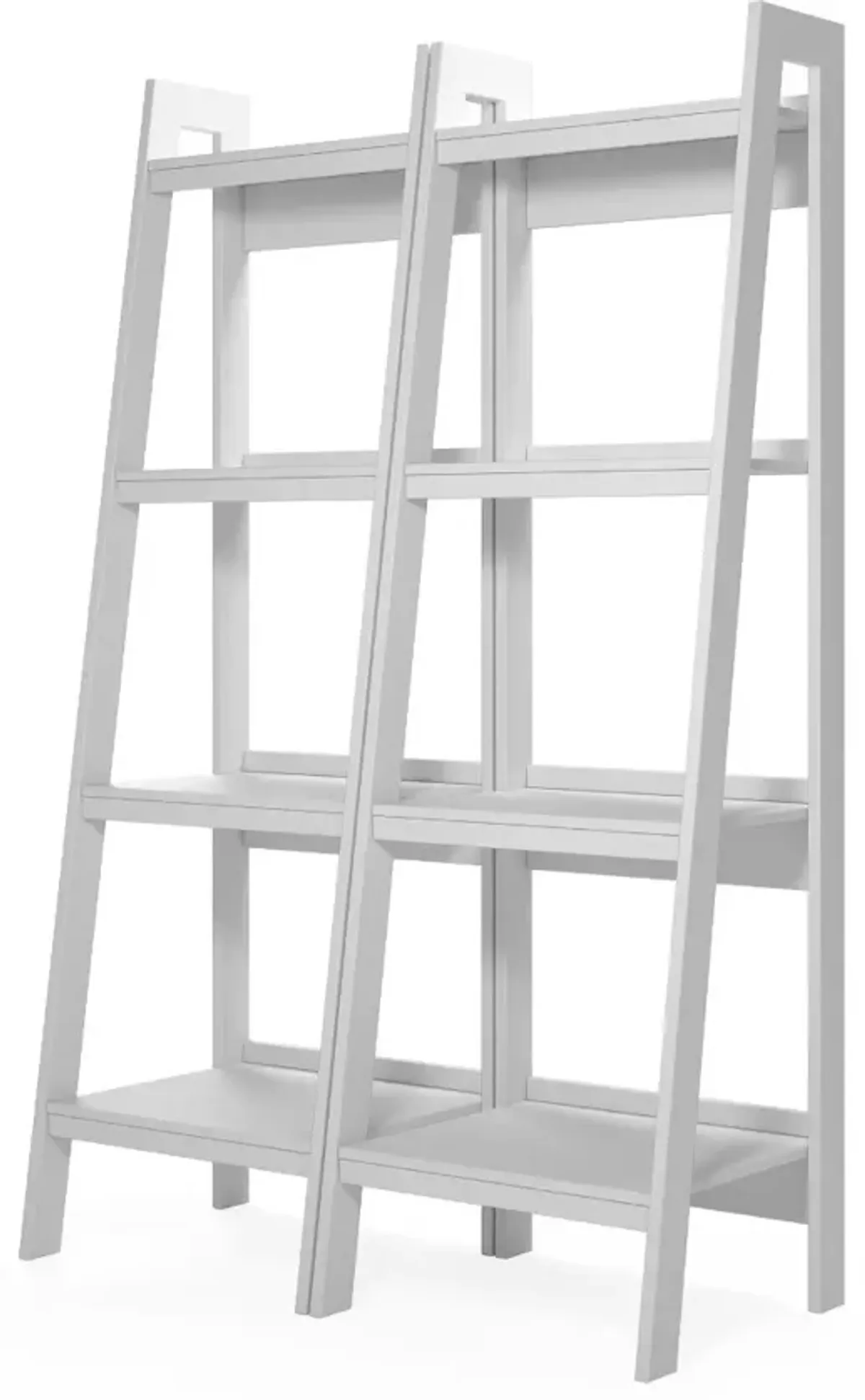 Lawrence White 4-Shelf Ladder Bookcases, Set of 2