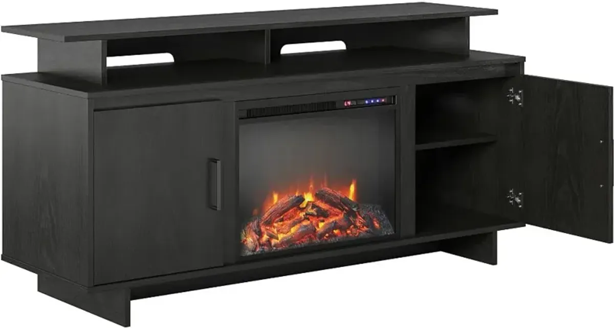 Merritt Avenue Transitional Black Oak Electric Fireplace TV Stand...