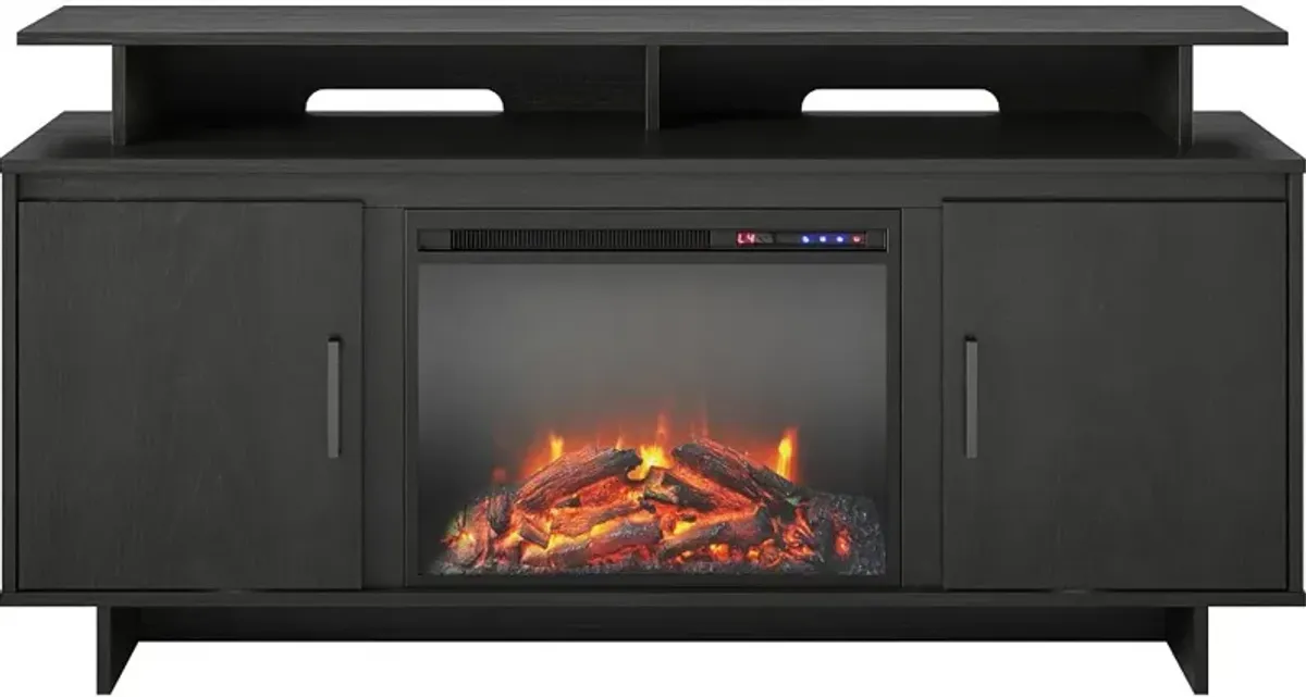 Merritt Avenue Transitional Black Oak Electric Fireplace TV Stand...