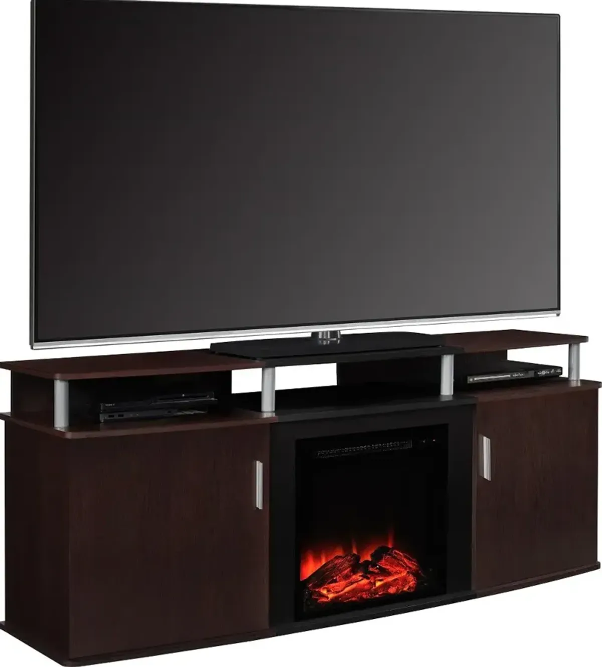 Carson Transitional Cherry Electric Fireplace TV Console