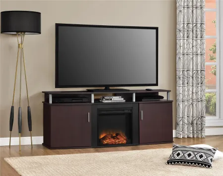 Carson Transitional Cherry Electric Fireplace TV Console