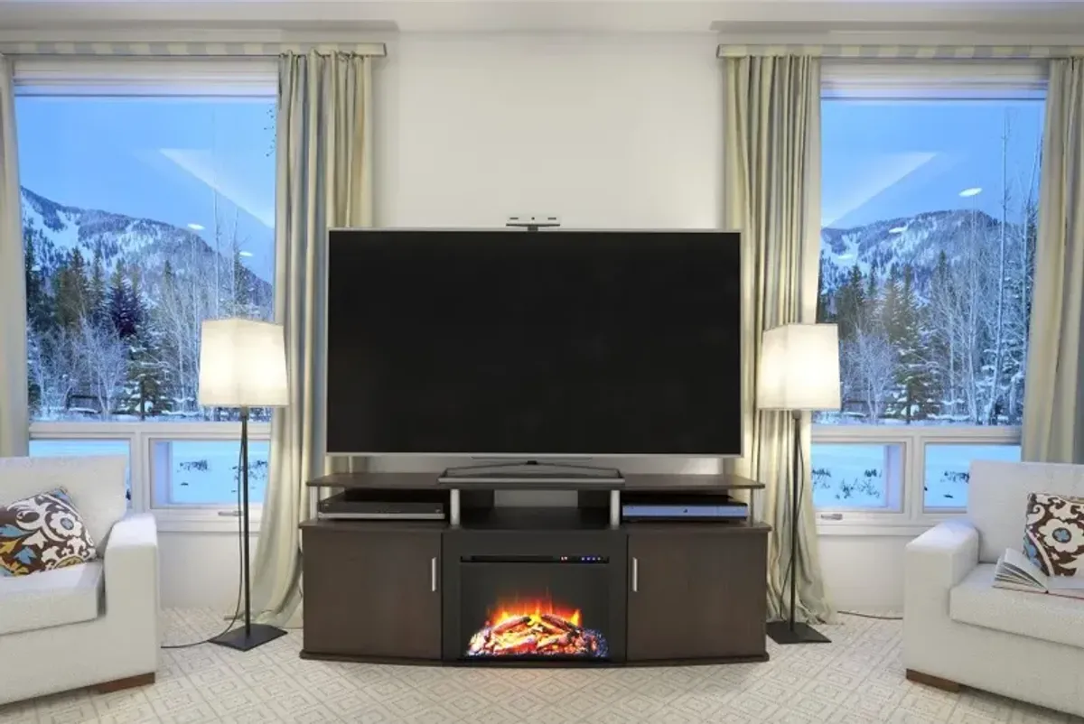 Carson Transitional Cherry Electric Fireplace TV Console