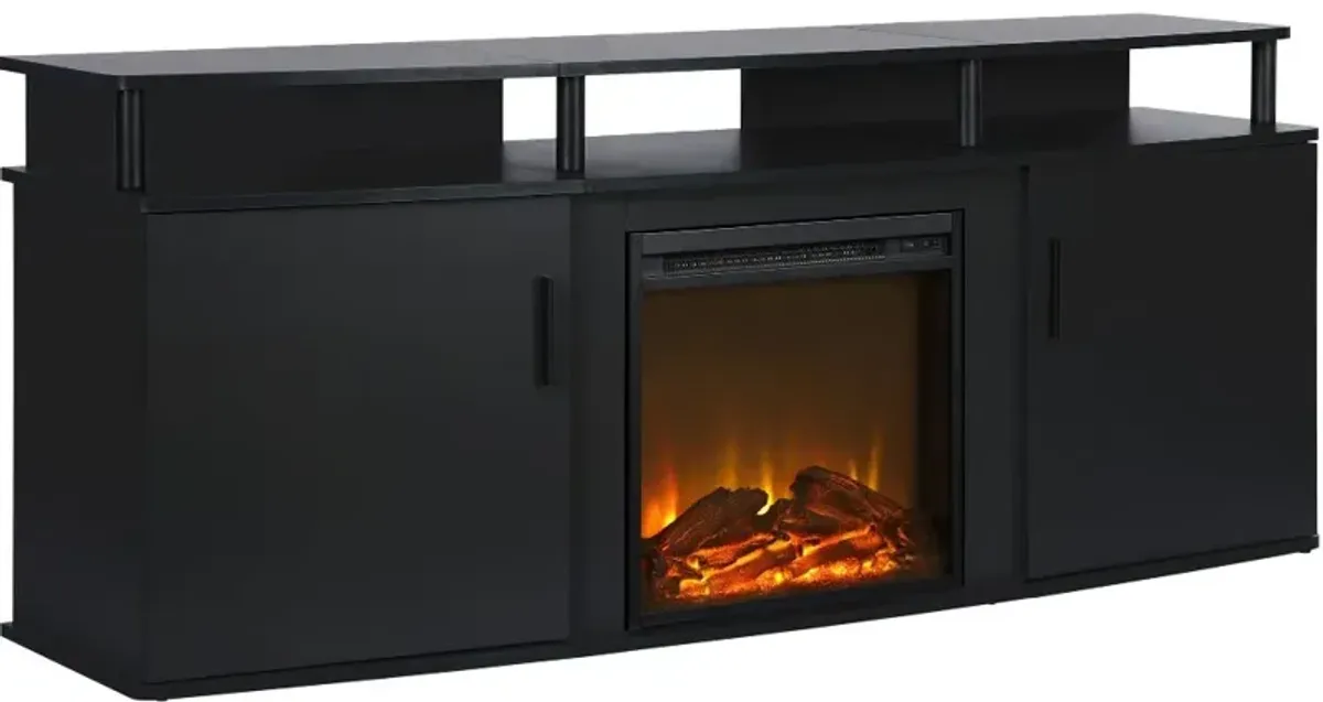 Carson Transitional Black Electric Fireplace TV Console