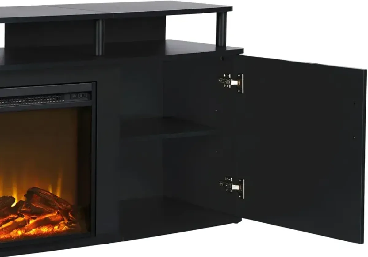 Carson Transitional Black Electric Fireplace TV Console